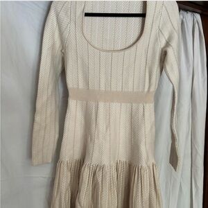 Free People Cream Long Sleeve Dress